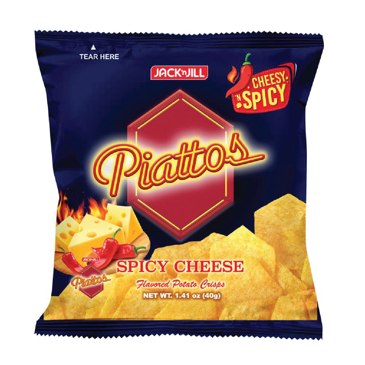 Piattos Potato Crisps Spicy Cheese 40g