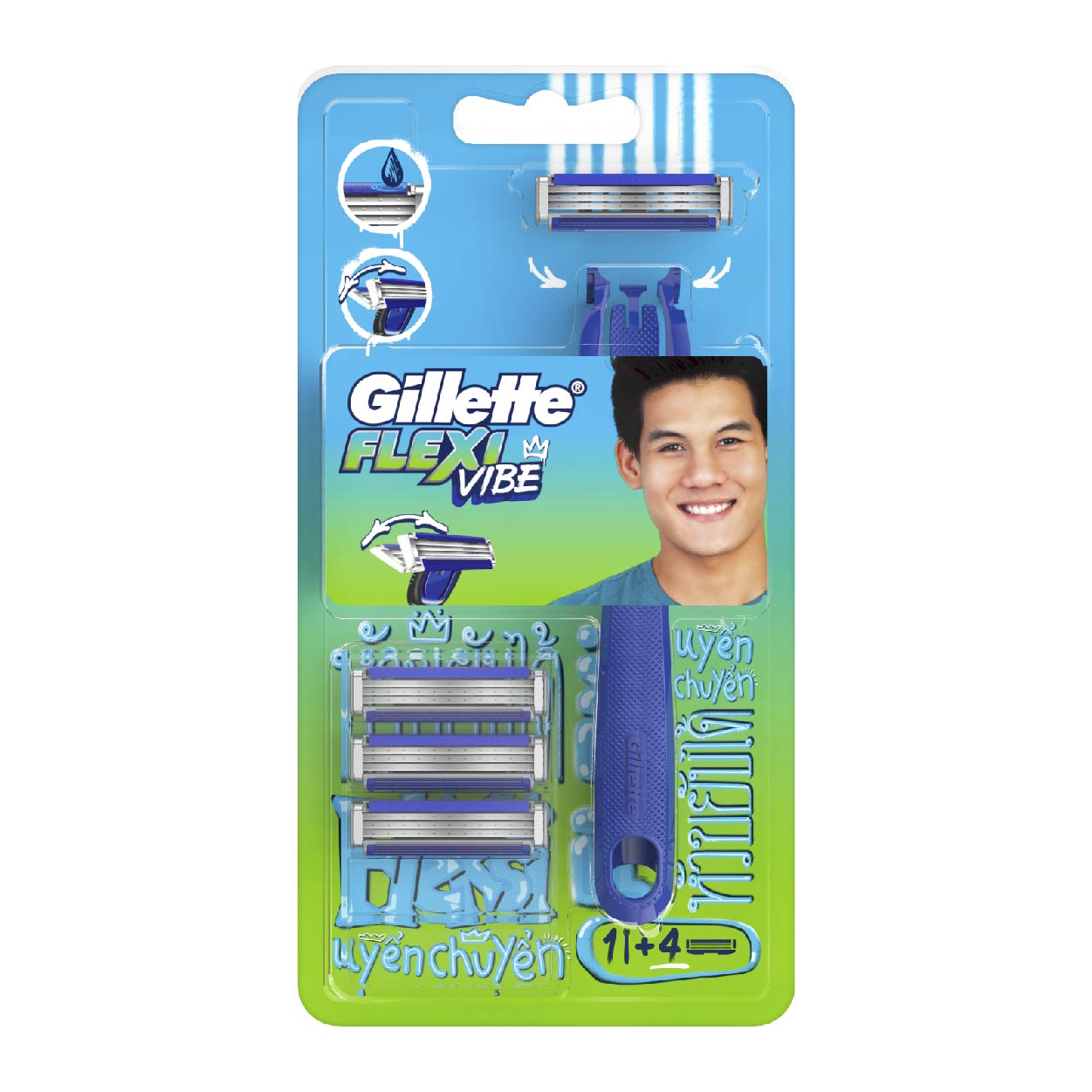 Gillette Razor Flexi Vibe 1s + 3 Cartridge Refill