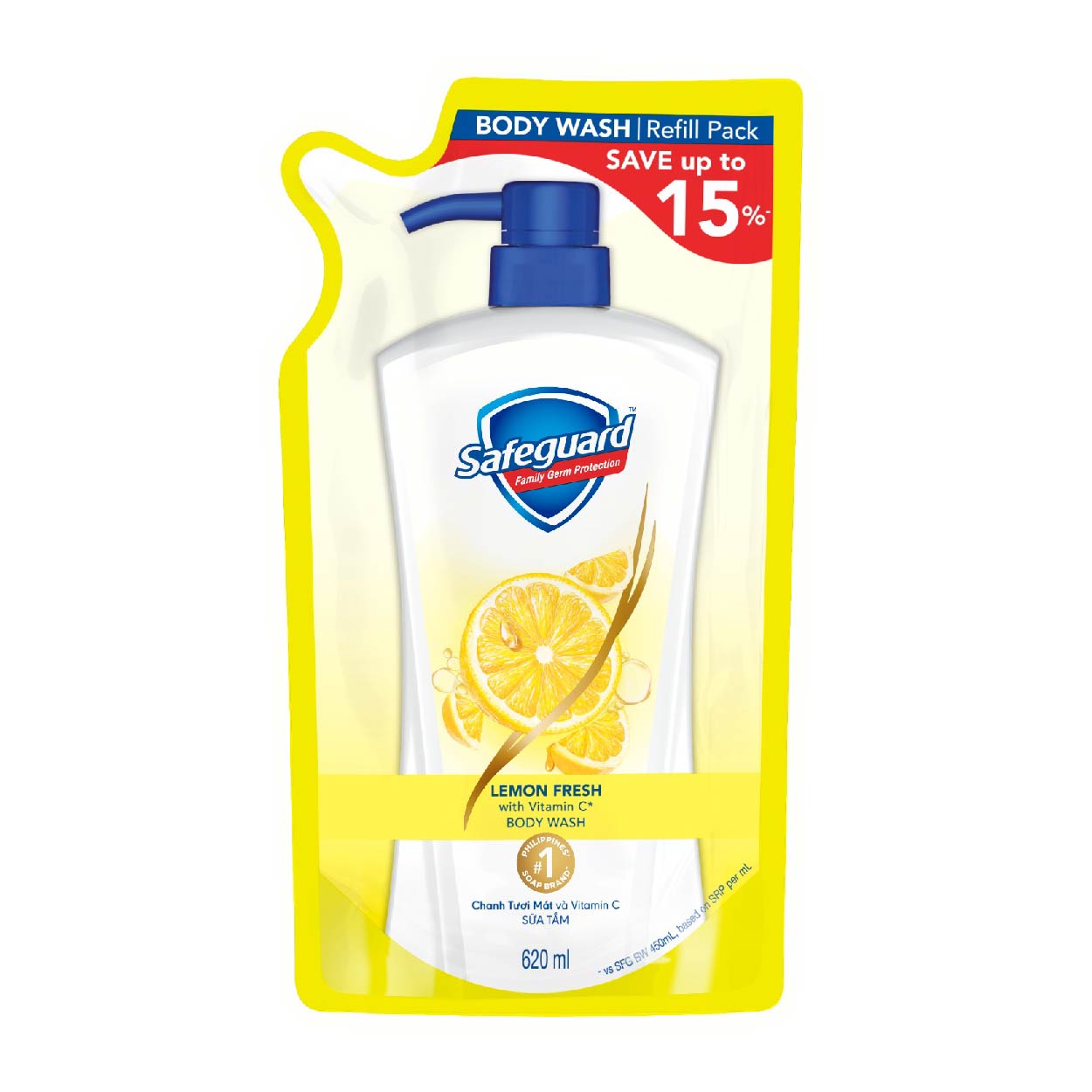 Safeguard Body Wash Lemon Fresh with Vitamin C Refill 620ml SAVE