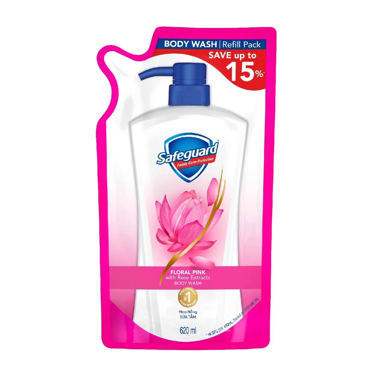 Safeguard Body Wash FloralPink with RoseExtracts Refill620ml SAVE