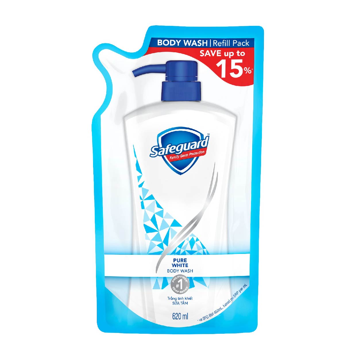 Safeguard Body Wash Pure White Refill 620ml SAVE
