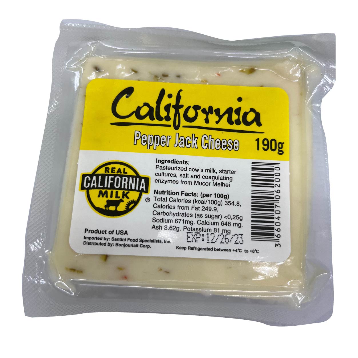 California Pepper Jack Cheese Portion 190g