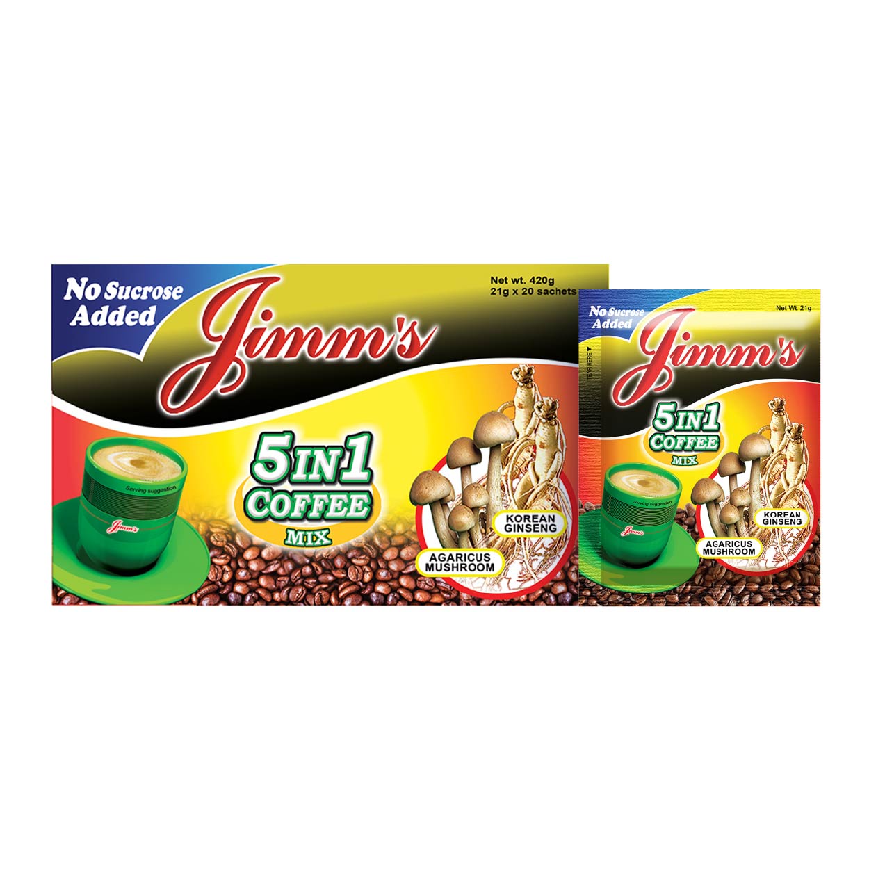 Jimm's 5in1 Coffee Mix No Sucrose 20x21g