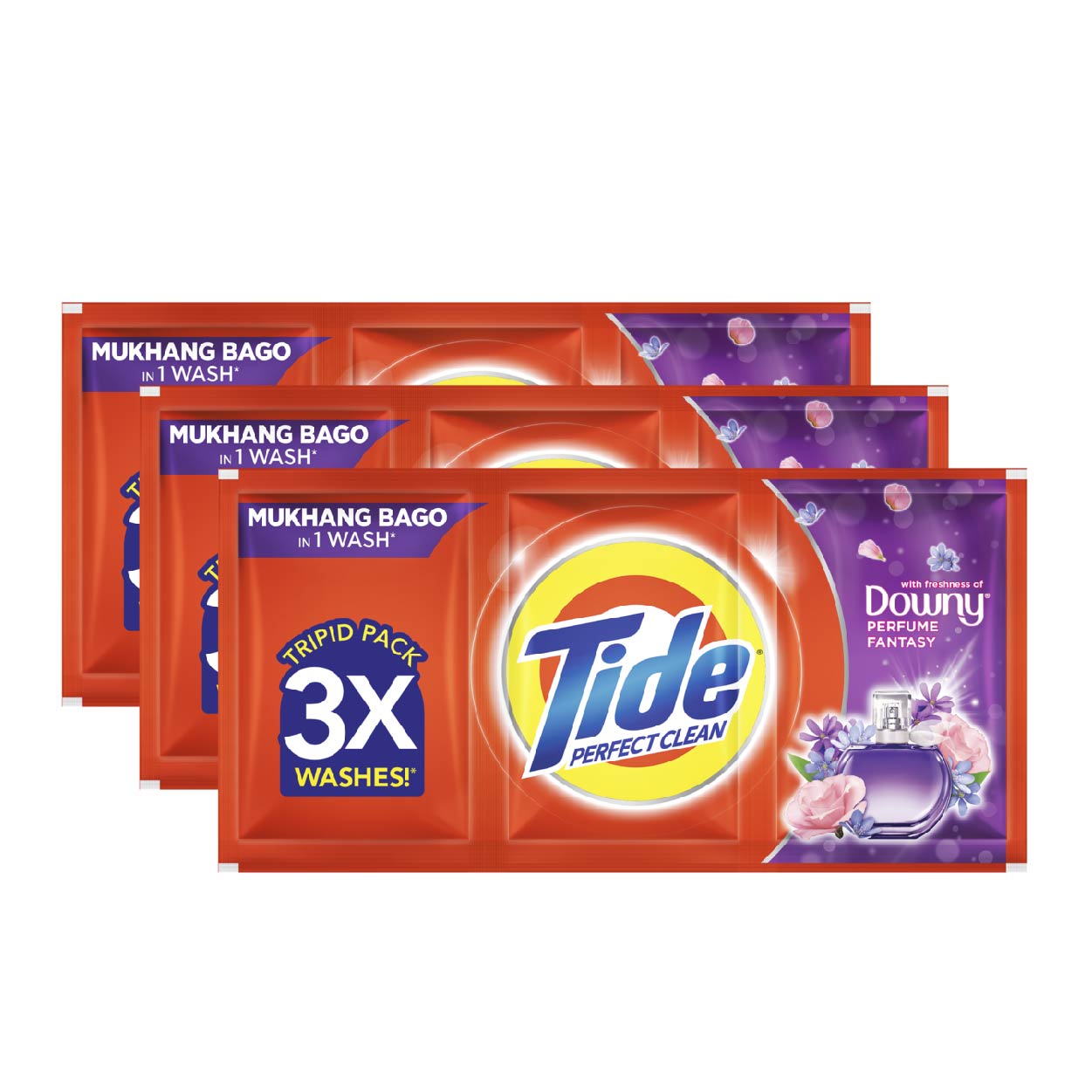 Tide Perfect Clean Laundry Powder Downy Perfume Fantasy 3x91g