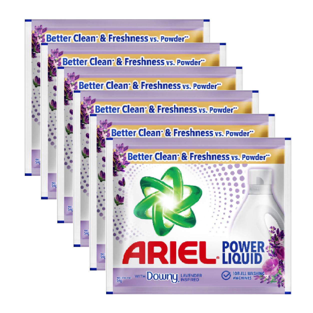 Ariel Power Liquid Detergent with Downy Lavender 6x54g