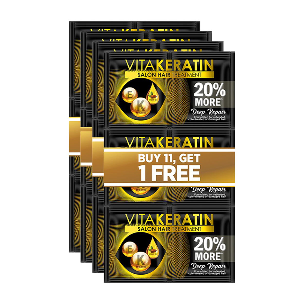 Vita Keratin Salon Hair Treatment Deep Repair 11x24ml + Free