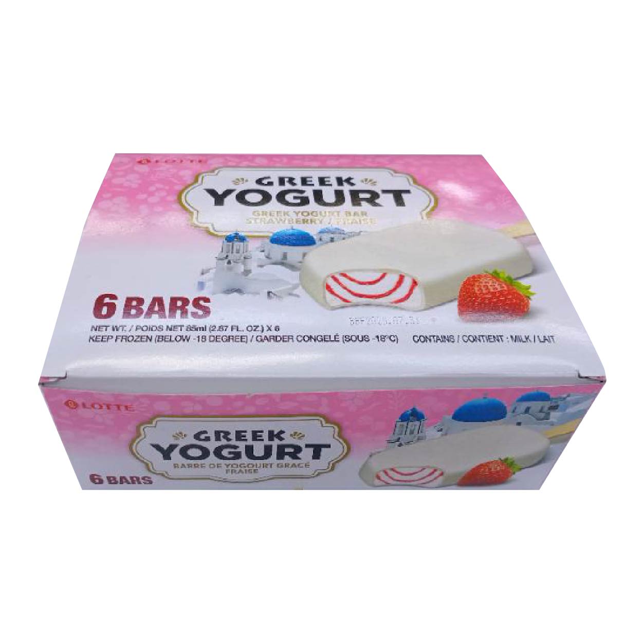 Lotte Greek Yogurt Bar Strawberry Ice Cream Stick 6x85ml