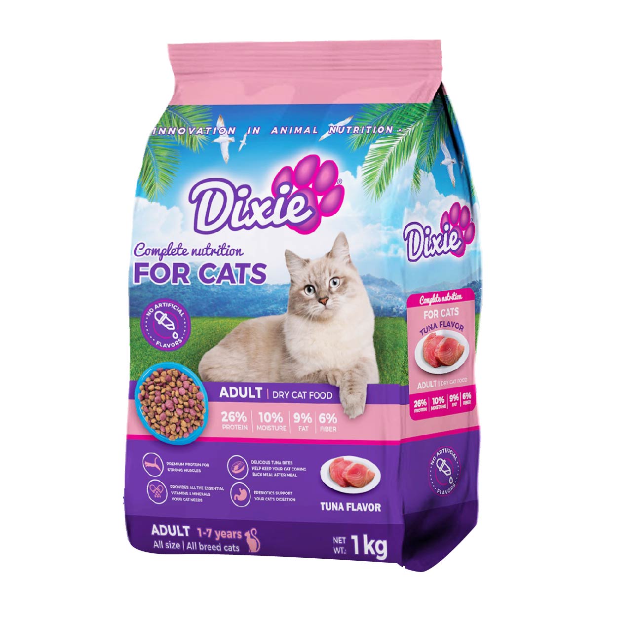 Dixie Adult Dry Cat Food Tuna Flavor 1kg