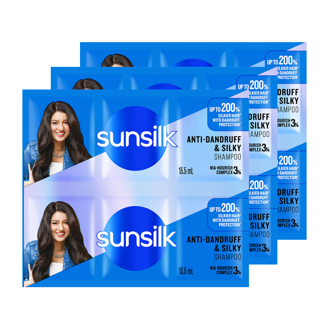 Sunsilk Shampoo Anti-Dandruff & Silky Blue 6x13.5ml