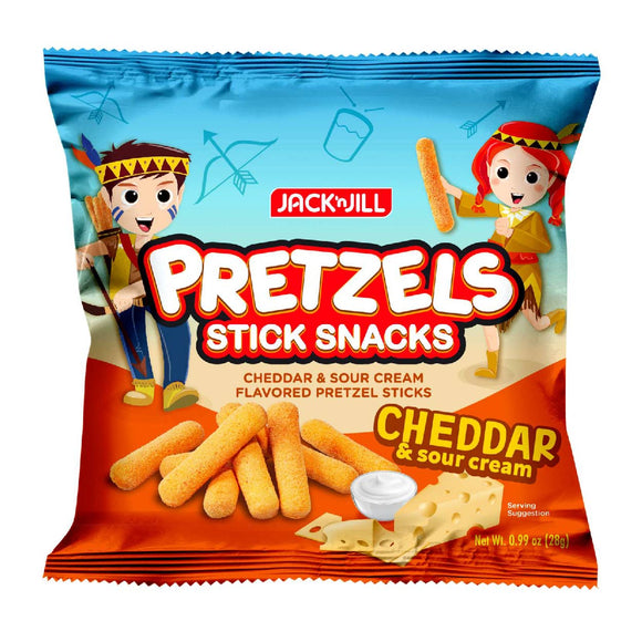 Jack 'n Jill Pretzels Stick Snacks Cheddar & Sour Cream 28g