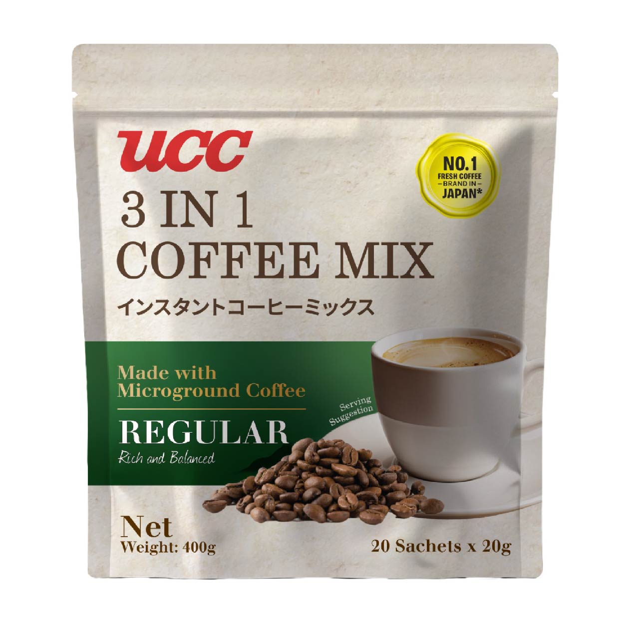 UCC 3 in 1 Coffee Mix Regular 20x20g