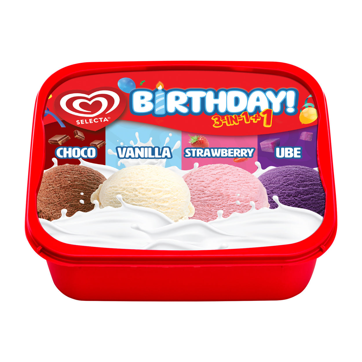 Selecta Birthday 3in1+1 ChocoVanilla Strawberry Ube IceCream1.25L