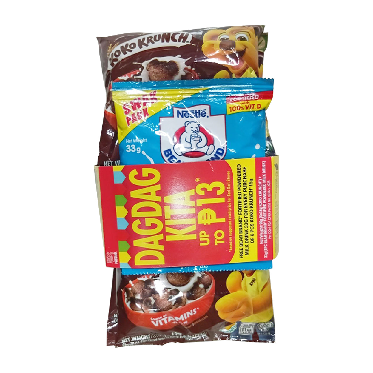 Nestle Koko Krunch Cereal 6x15g + Free Bear Brand Swak Pack 33g