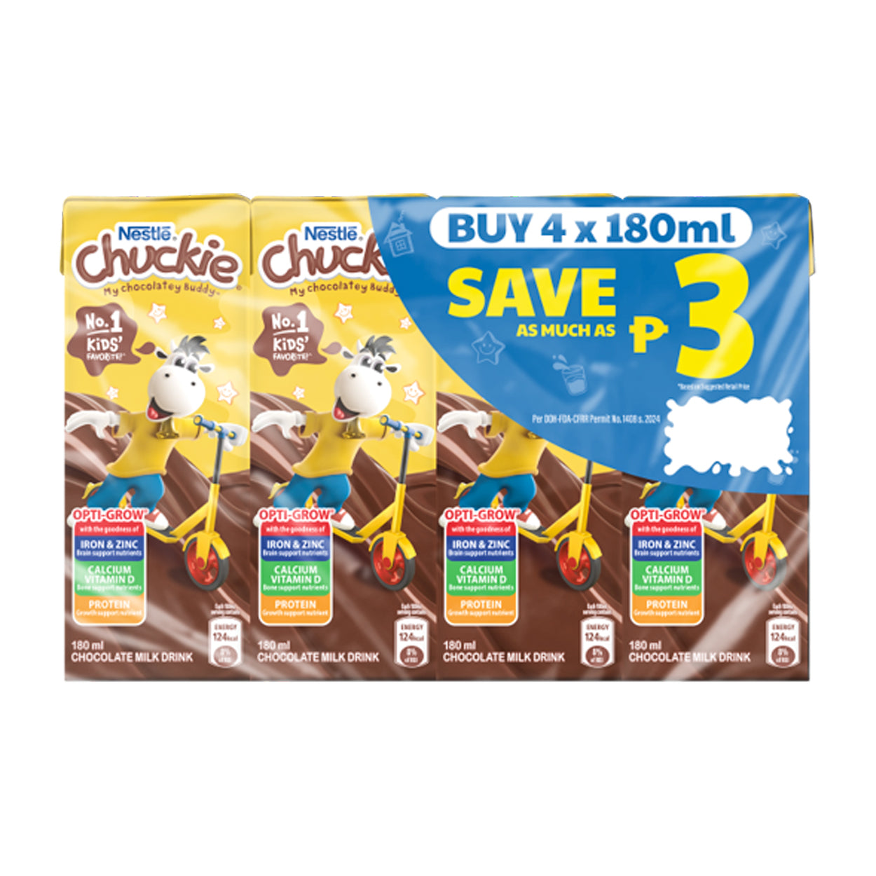 Nestle Chuckie Chocolate Milk Drink with Calci-N 4x180ml for P90