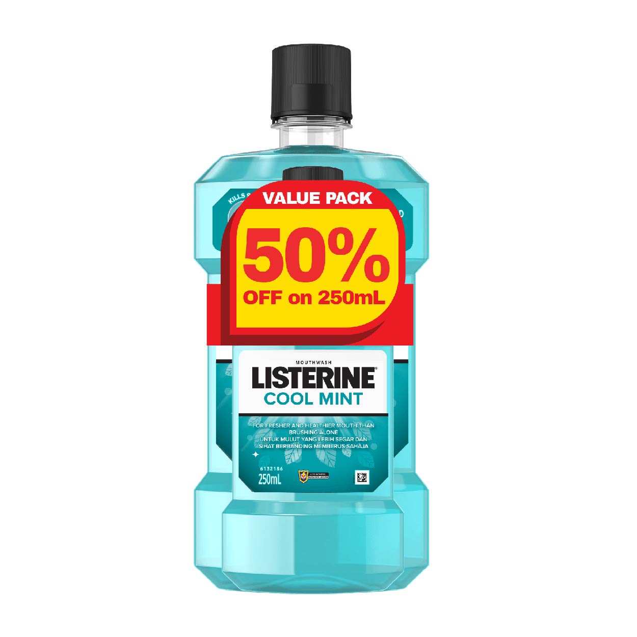 Listerine Coolmint Mouthwash 500ml + 50% Off on 250ml