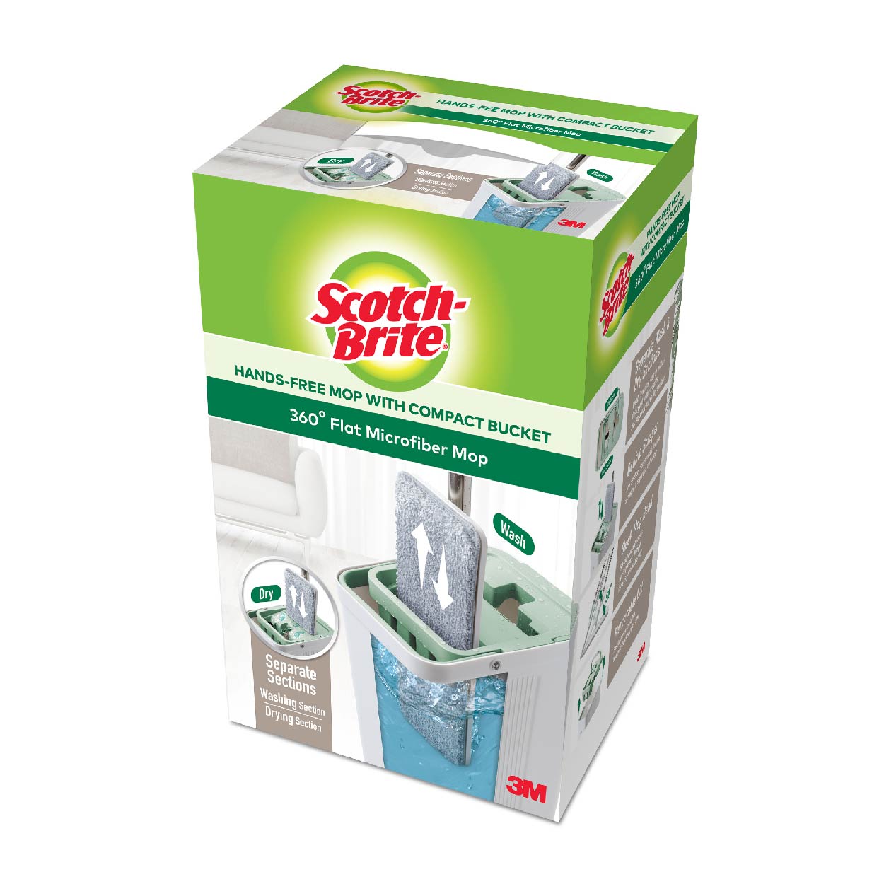 3M Scotch-Brite Hands-Free Mop with Compact Bucket