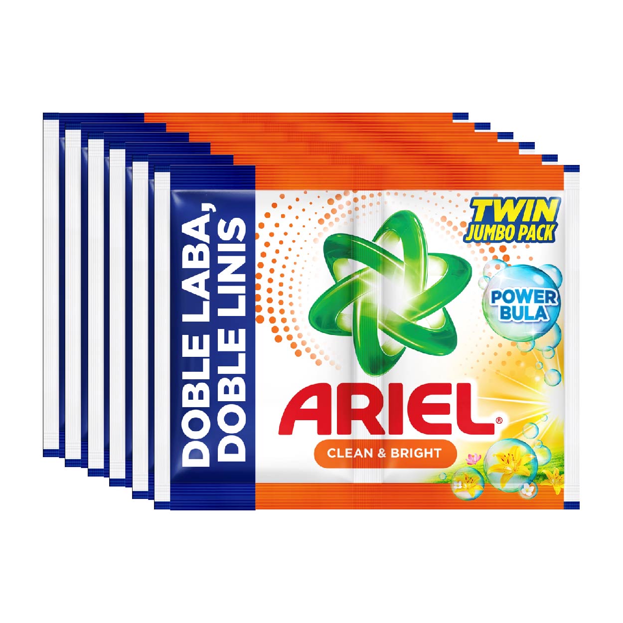 Ariel Laundry Powder Clean & Bright Twin Jumbo Pack 6x64g