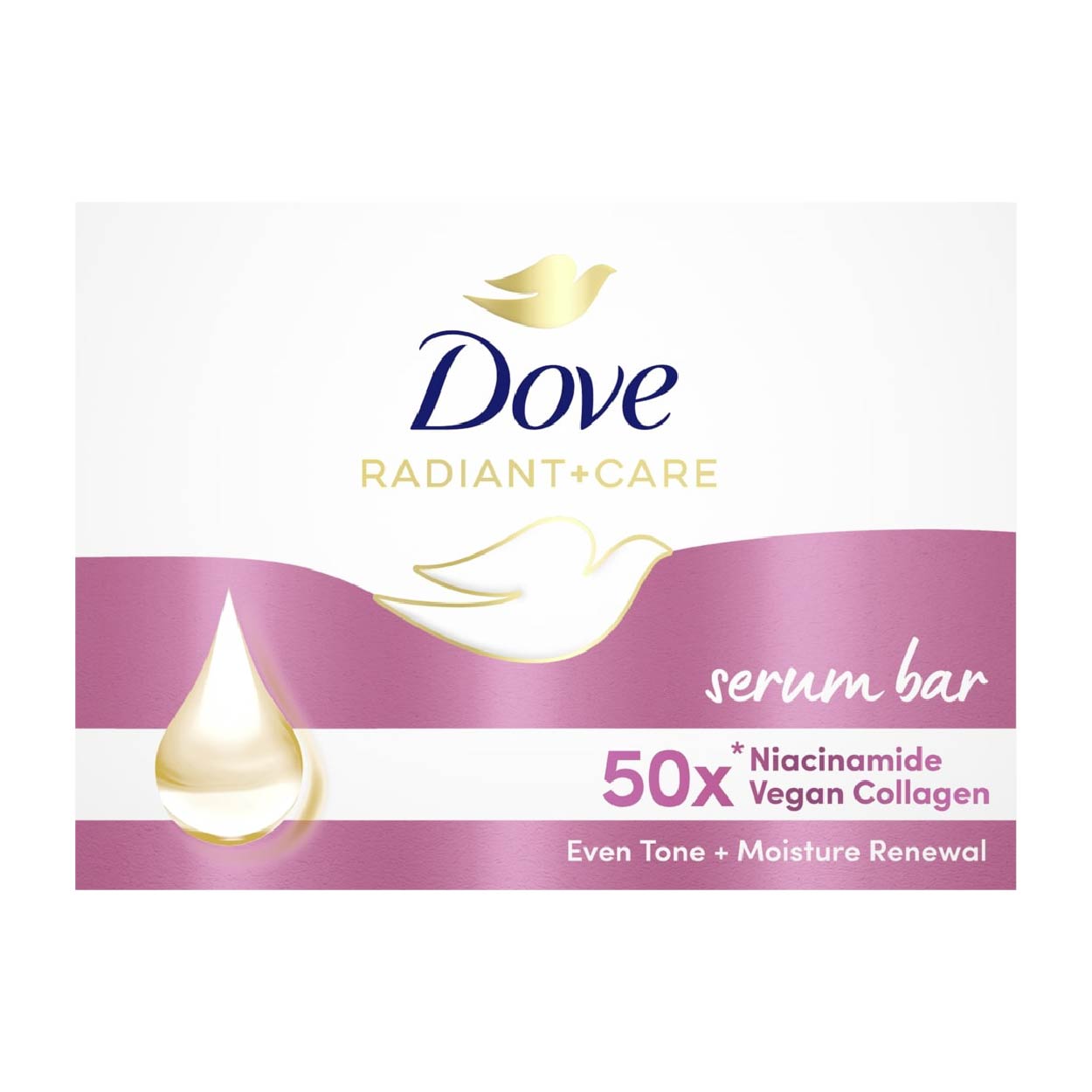 Dove Bar Soap Radiant + Care Serum Niacinamide Vegan Collagen 90g