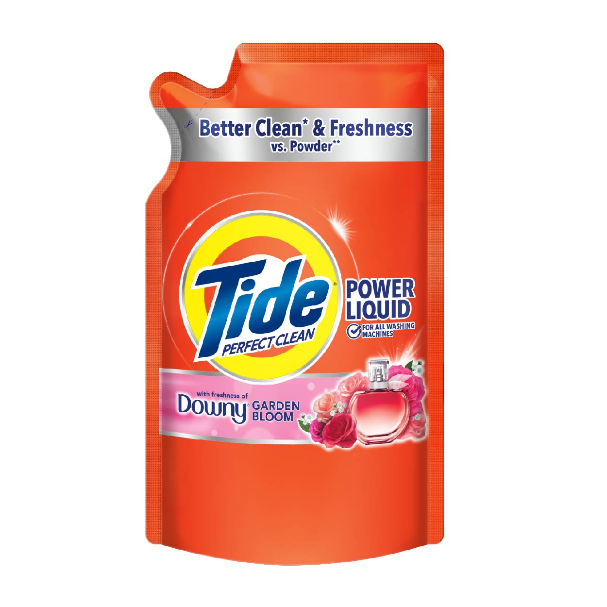 Tide Power Liquid with Downy Garden Bloom Refill 485g