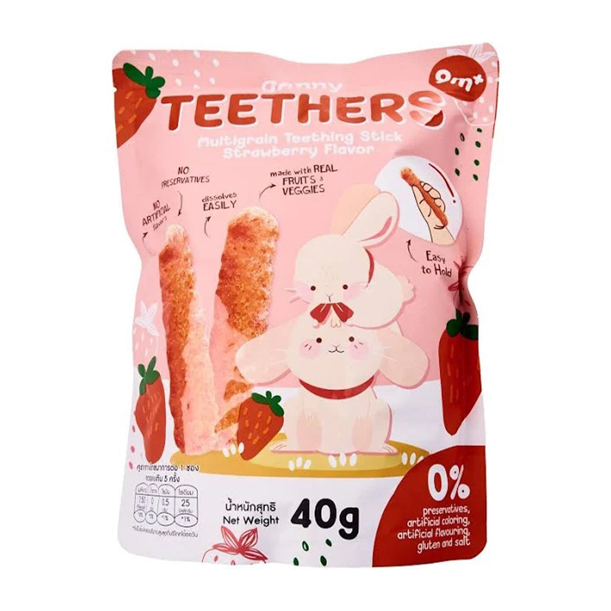 Grinny Teethers Multigrain Teething Stick Strawberry 9m+ 40g