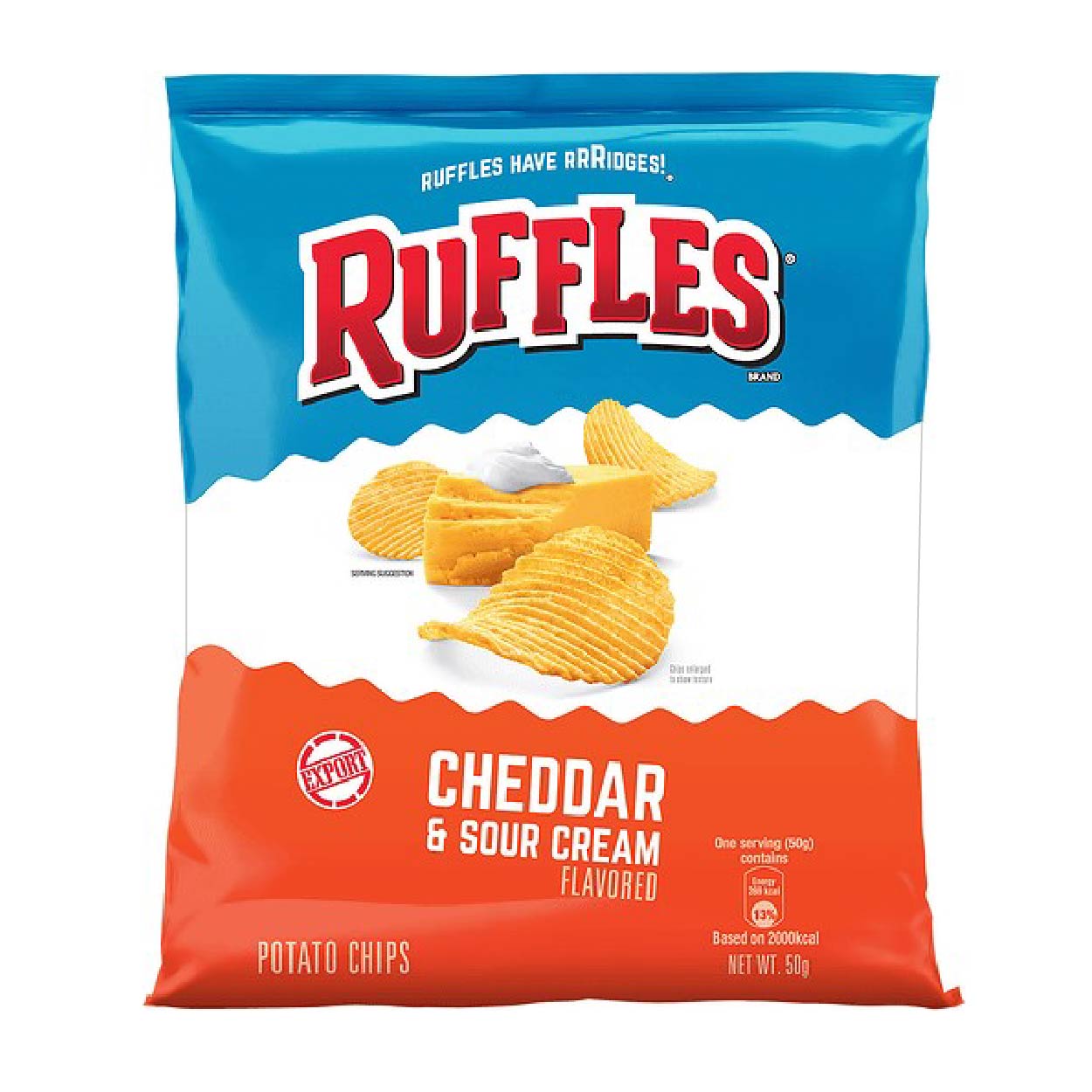 Ruffles Cheddar & Sour Cream Flavored Potato Chips 50g