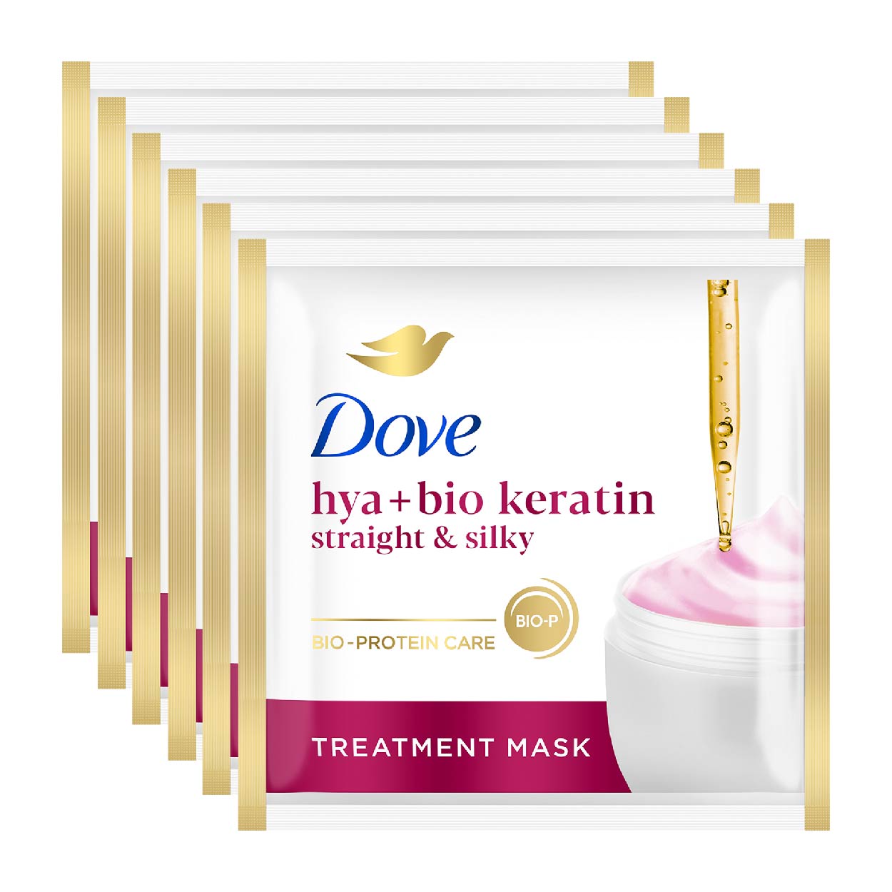 Dove Treatment Mask Hya+Bio Keratin Straight & Silky 6x18ml