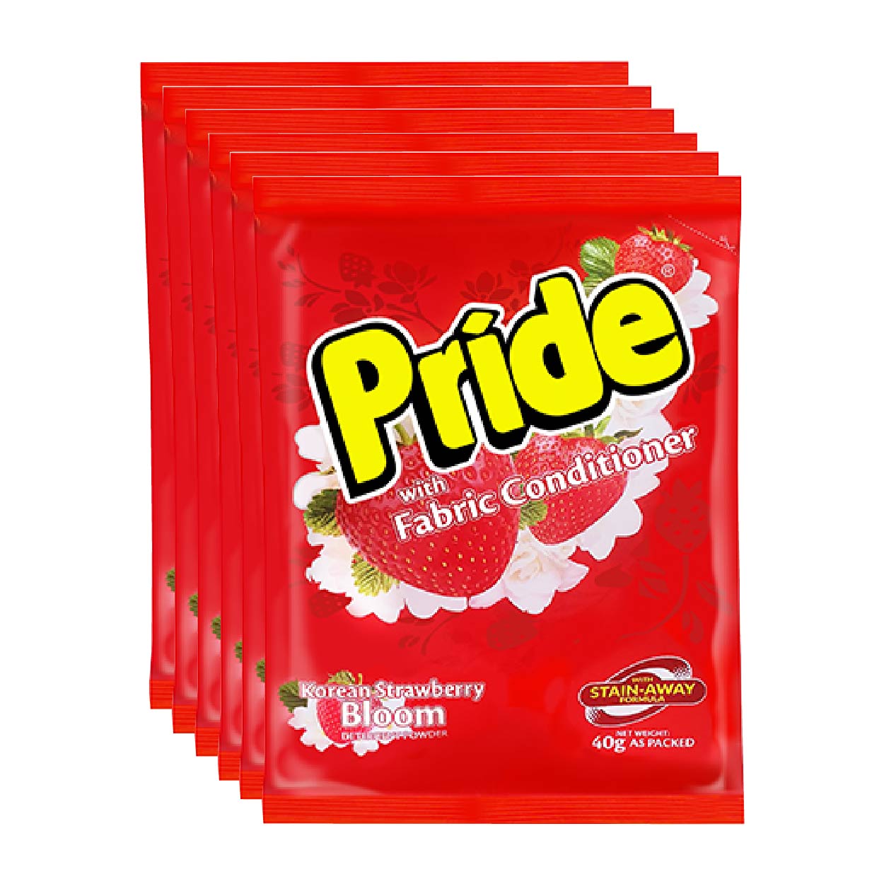 Pride Laundry Detergent Korean Strawberry Bloom with FabCon 6x40g