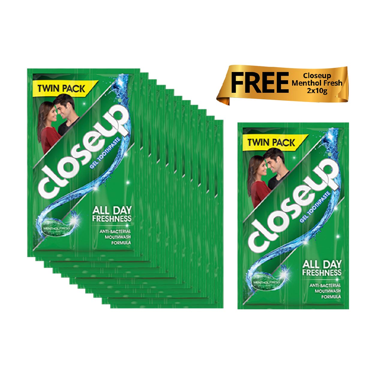 Close Up Toothpaste Menthol Fresh All Day Freshness 11x20g+1 Free