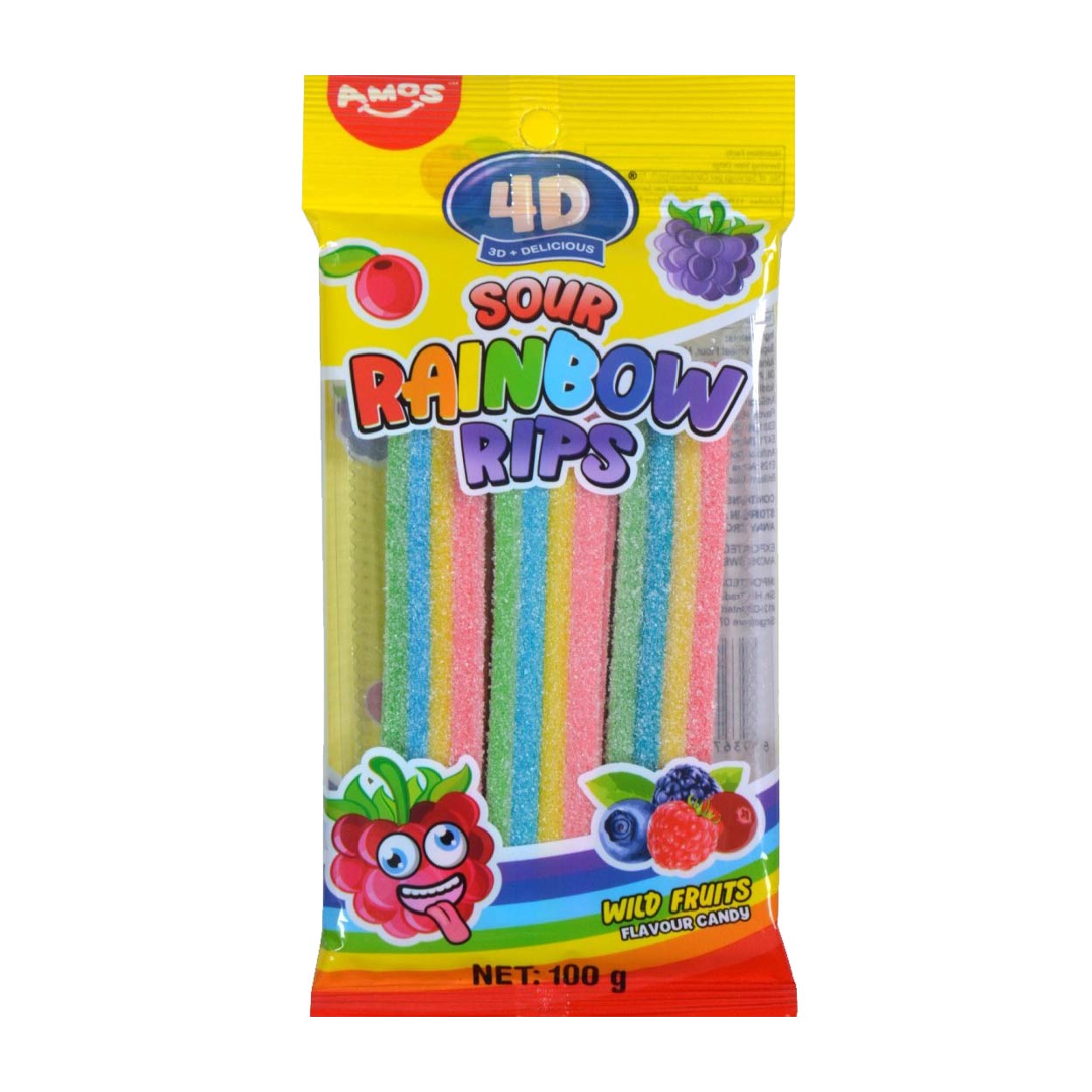 Amos 4D Sour Rainbow Rips Wild Fruits 100g