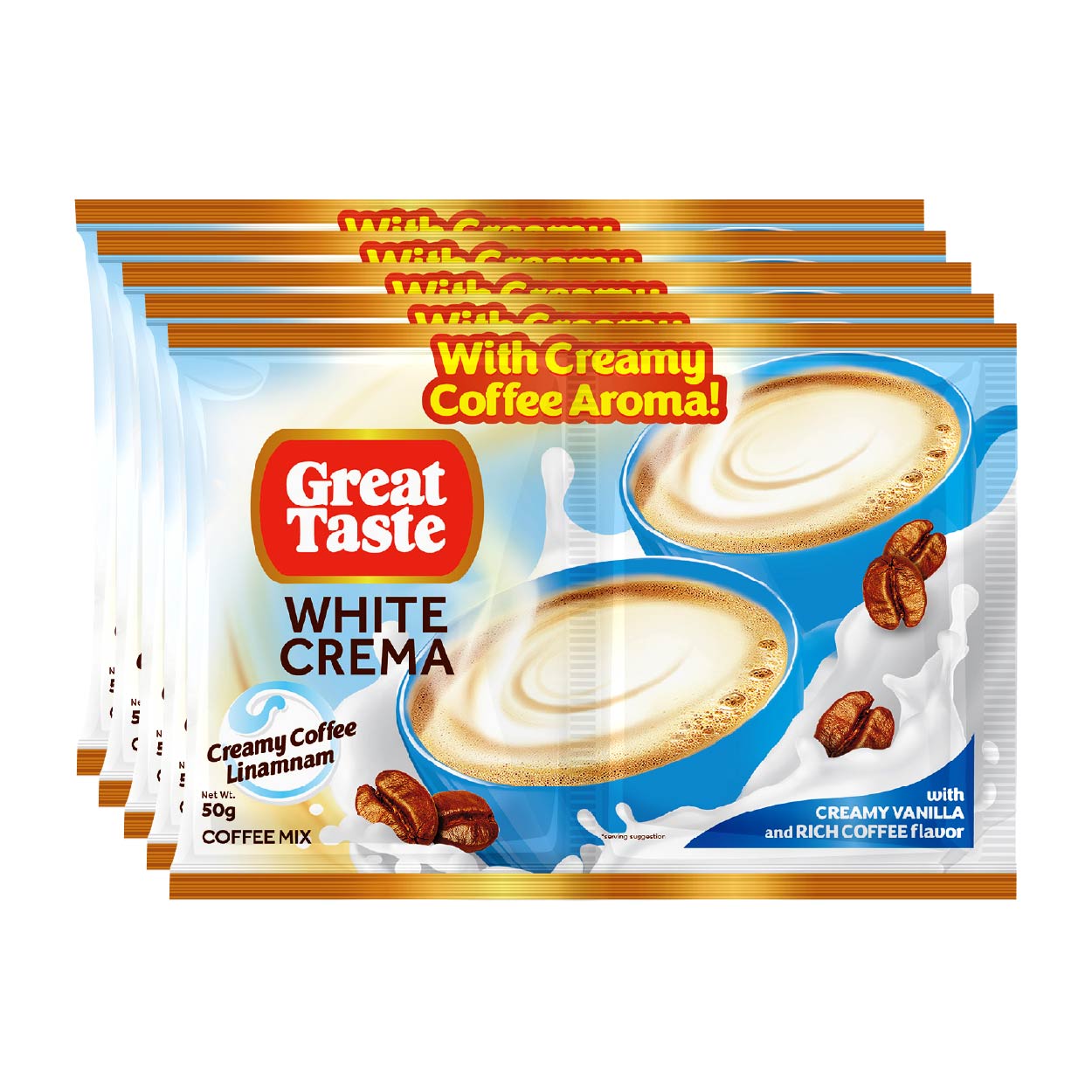Great Taste White Crema Coffee Mix Twin Pack 5x50g