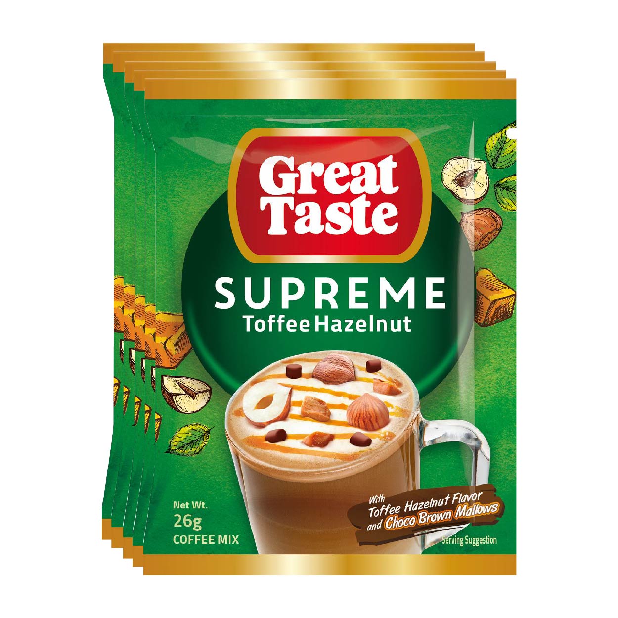 Great Taste Supreme Toffee Hazelnut Coffee Mix 5x26g
