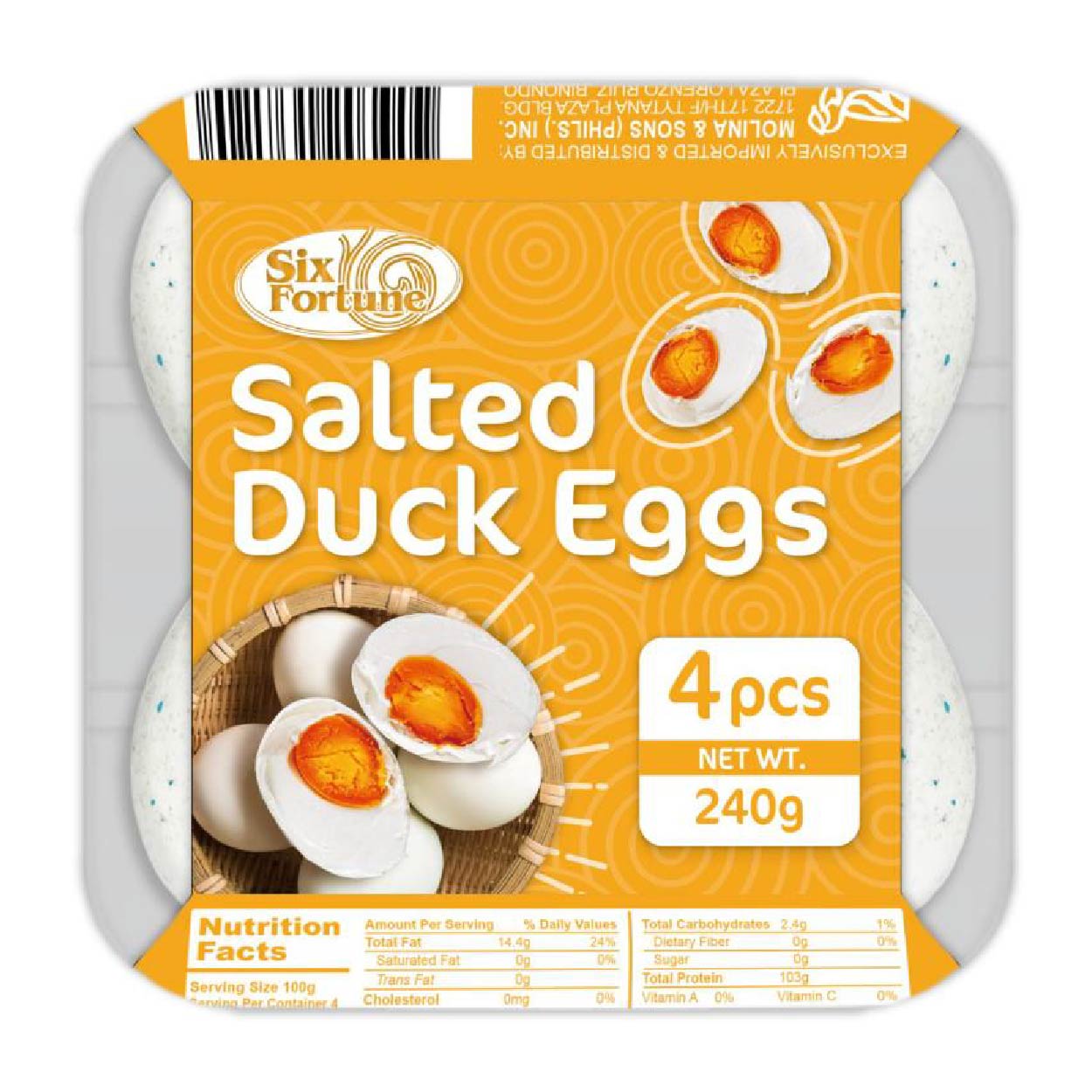 Six Fortune Salted Duck Eggs 4 pcs 240g