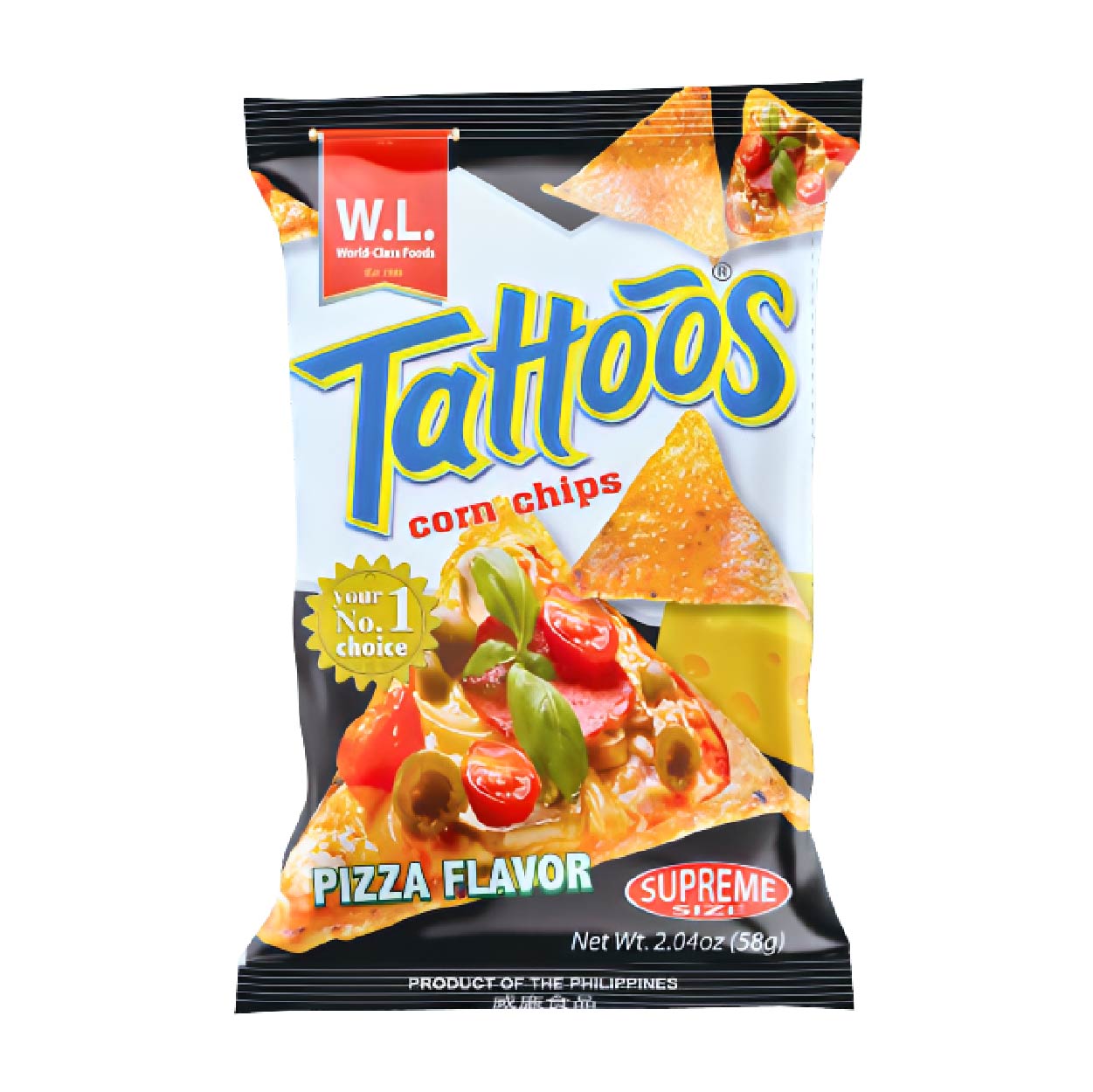 Tattoos Corn Chips Pizza Flavor 58g