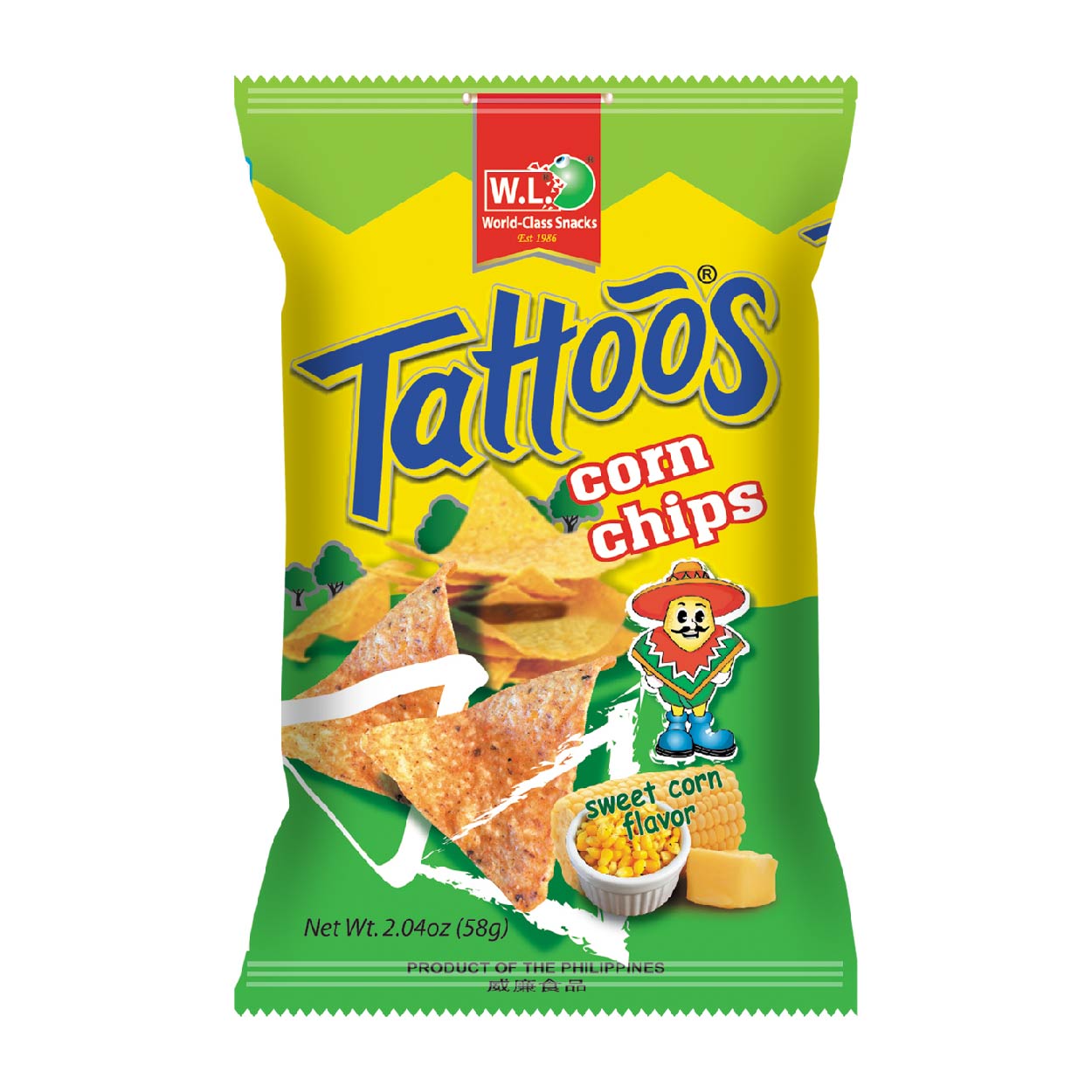 Tattoos Corn Chips Sweet Corn Flavor 58g