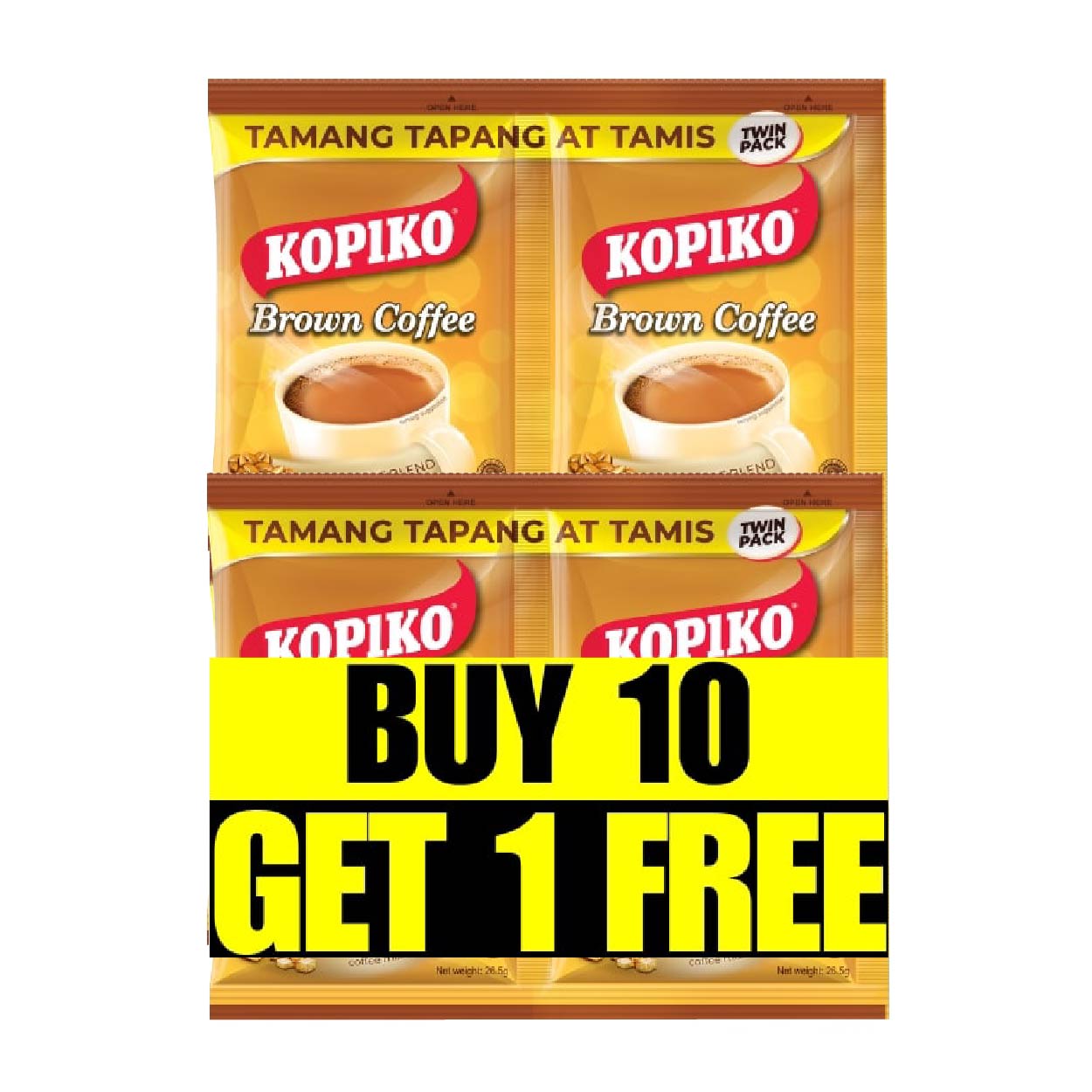 Kopiko Brown Coffee Mix Twin Pack 10x53g + Free