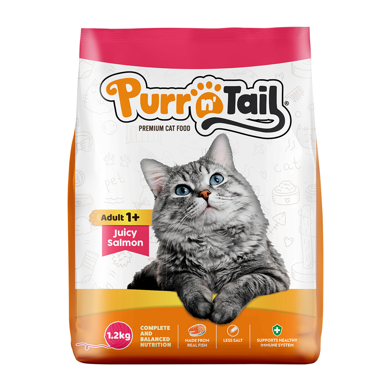 Purr N Tail Adult 1+ Juicy Salmon Cat Food 1.2kg