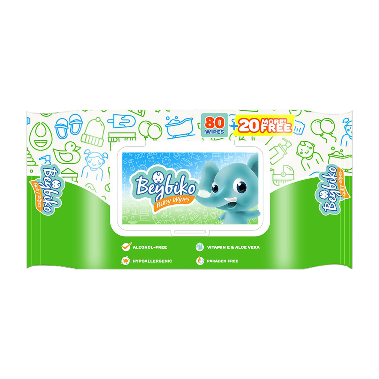 Beybiko Baby Wipes 80s + Free