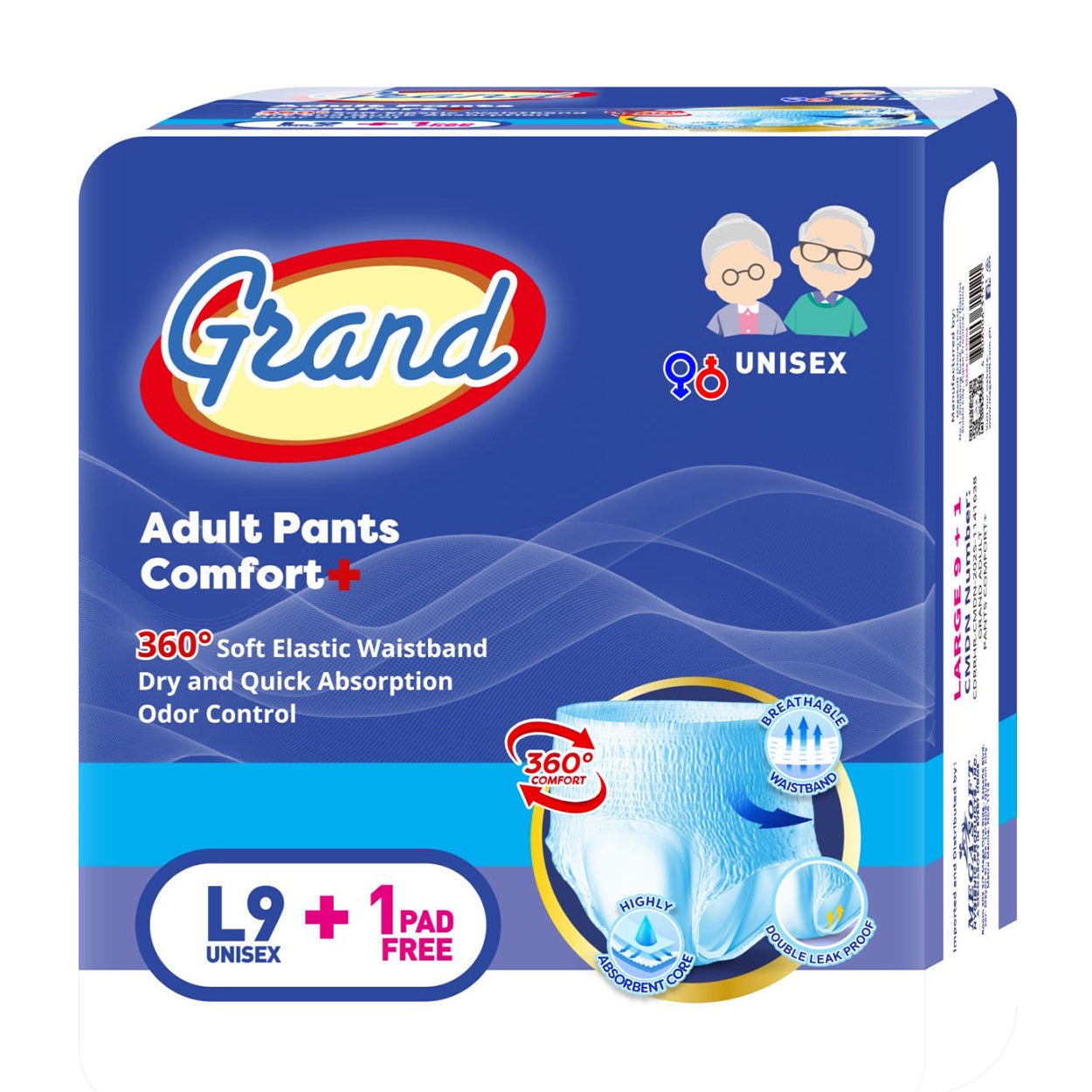 Grand Adult Diaper Pants Comfort+ Large 9s + 1 Free
