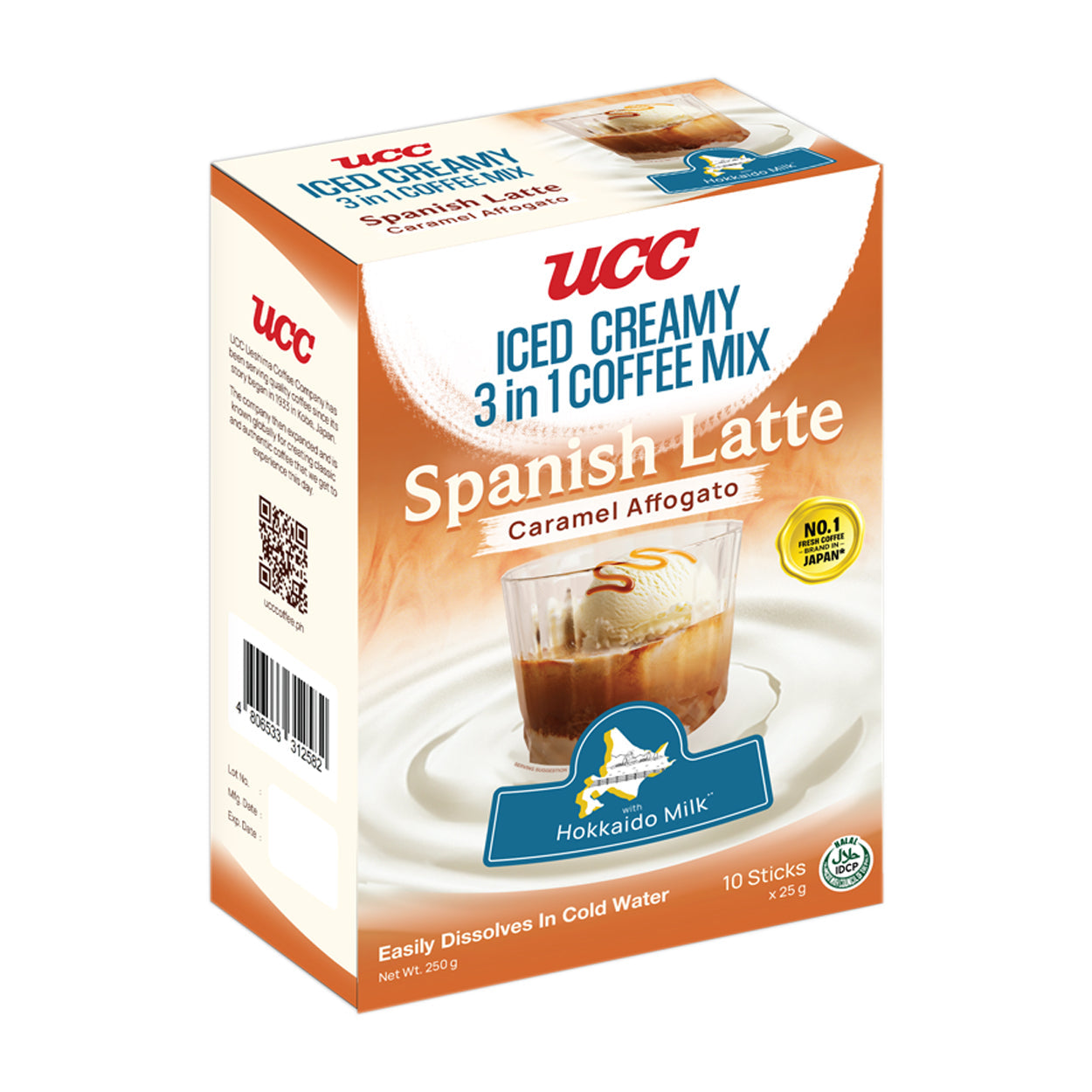 UCC Iced Creamy 3n1 CoffeeMix SpanishLatte Caramel Affogato10x25g