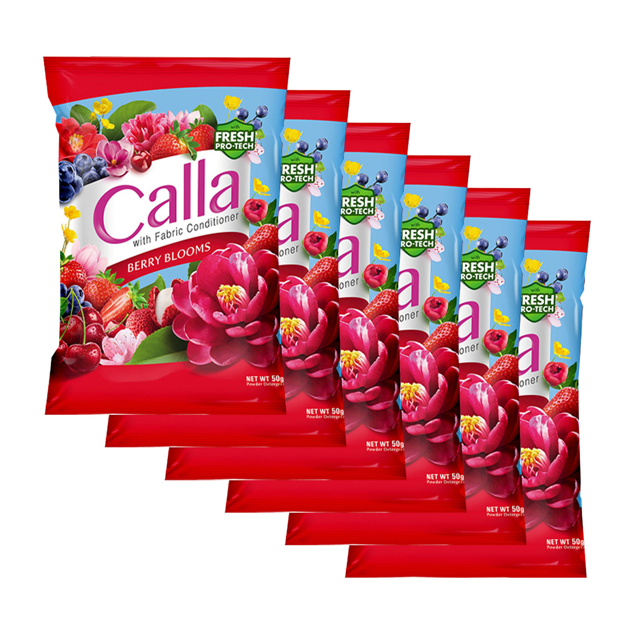 Calla Detergent Powder with Fabric Conditioner Berry Blooms 6x50g