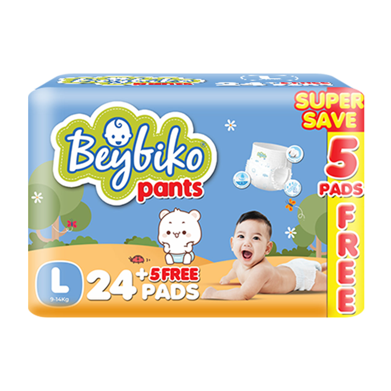 Beybiko Baby Diaper Pants L 24s + Free