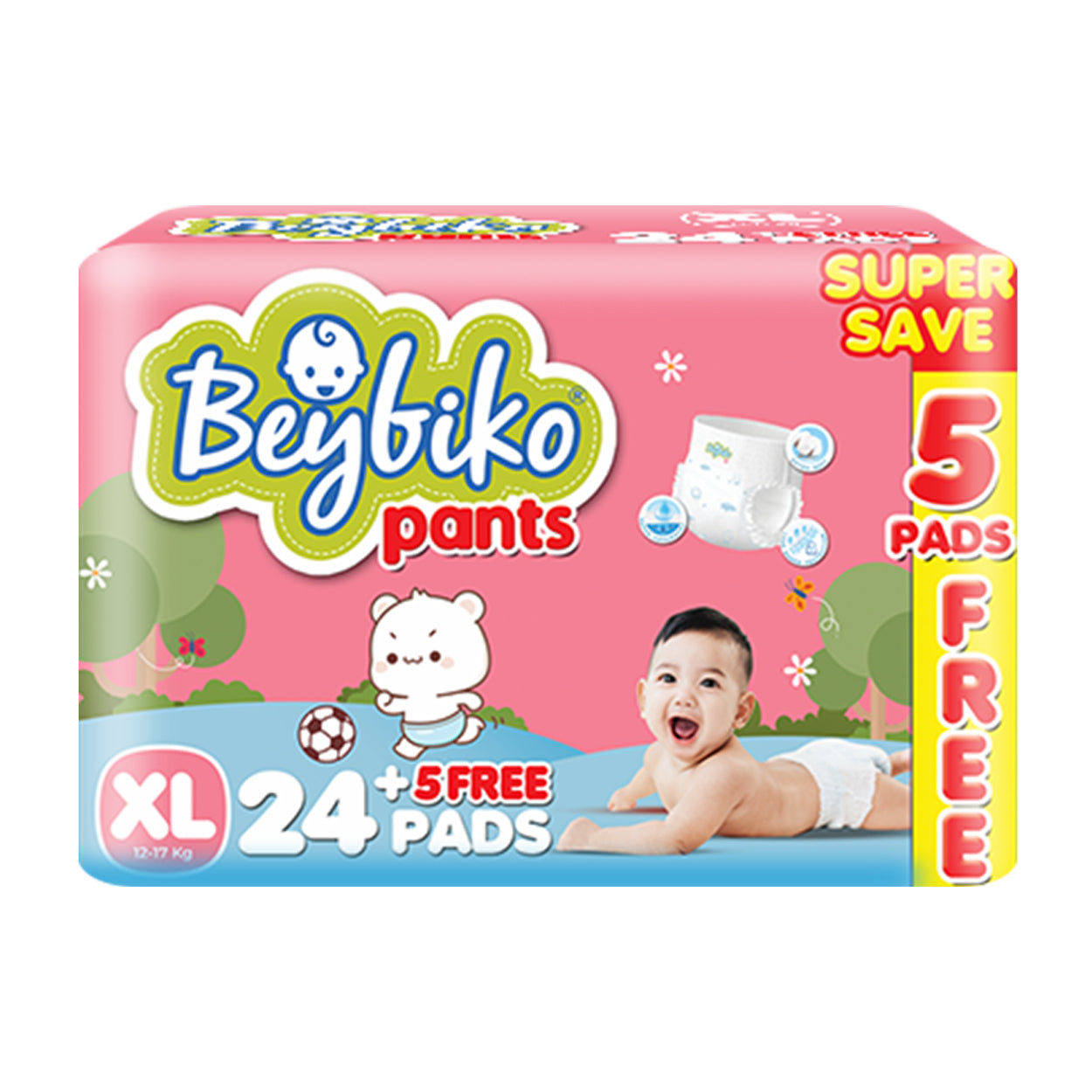 Beybiko Baby Diaper Pants XL 24s + Free