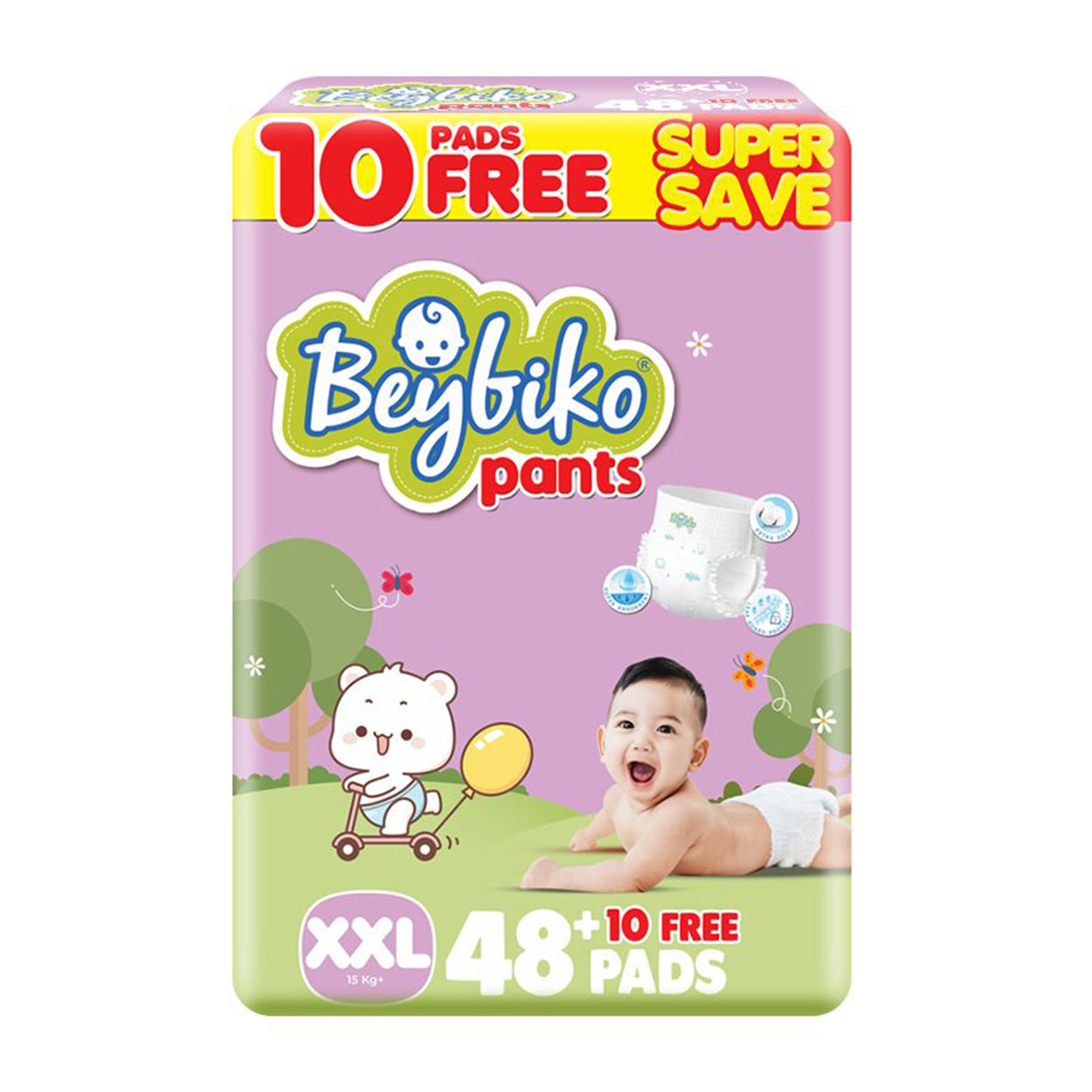 Beybiko Baby Diaper Pants XXL 48s + Free