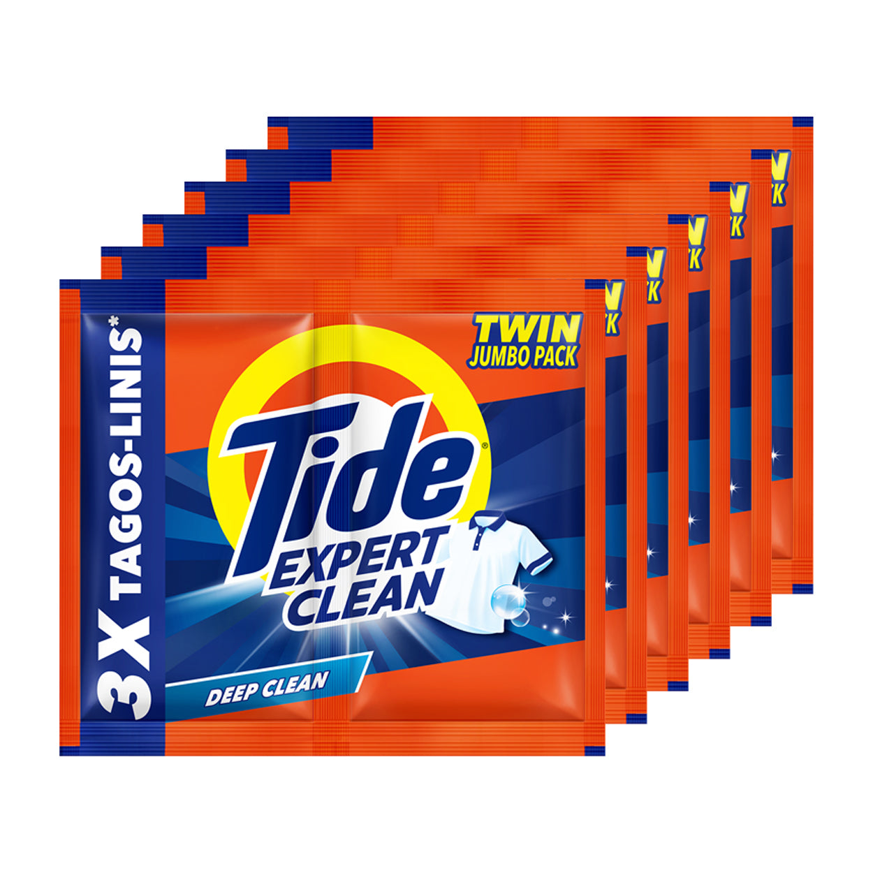 Tide Expert Clean Laundry Powder Deep Clean Twin Jumbo Pack 6x69g