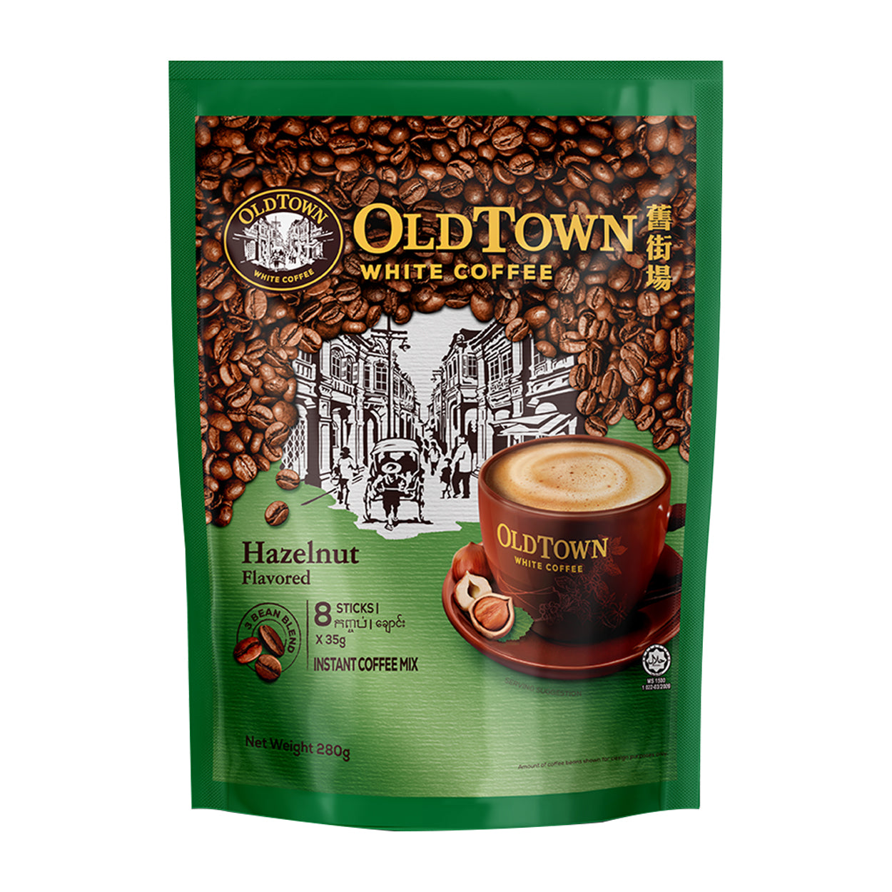 Old Town White Coffee Hazelnut Flavored Instant Coffee Mix 8x35g