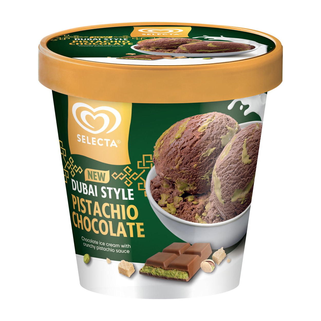 Selecta Dubai Style Pistachio Chocolate Ice Cream Pint 450ml