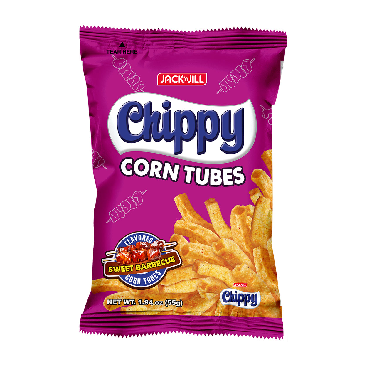 J&J Chippy Corn Tubes Sweet Barbecue 55g