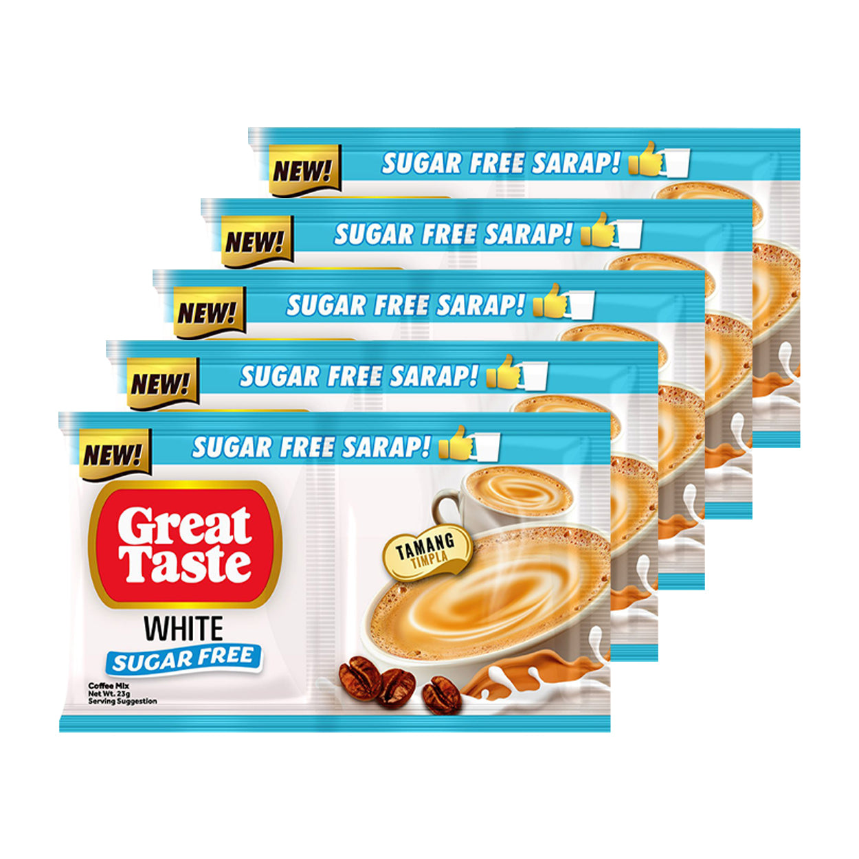 Great Taste White Sugar Free Coffee Mix Twin Pack 5x23g
