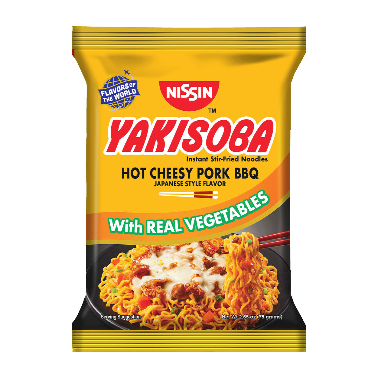 Nissin Yakisoba Instant Noodles Pancit Hot Cheesy Pork BBQ 75g