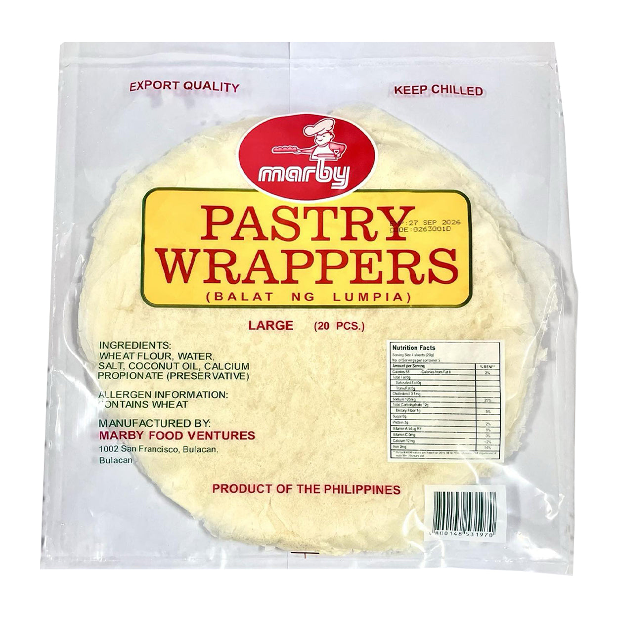 Marby Lumpia Wrapper Large 20s